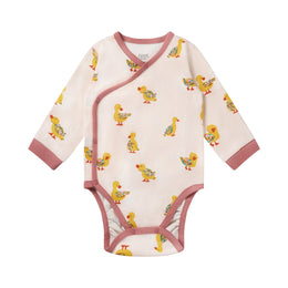 Nest Designs Organic Cotton Long Sleeve Kimono Onesie Five Little Ducks