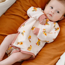 Nest Designs Organic Cotton Long Sleeve Kimono Onesie Five Little Ducks