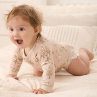 Nest Designs Organic Cotton Long Sleeve Kimono Onesie Meadow Sweet