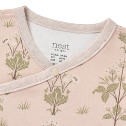 Nest Designs Organic Cotton Long Sleeve Kimono Onesie Meadow Sweet