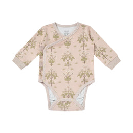 Nest Designs Organic Cotton Long Sleeve Kimono Onesie Meadow Sweet