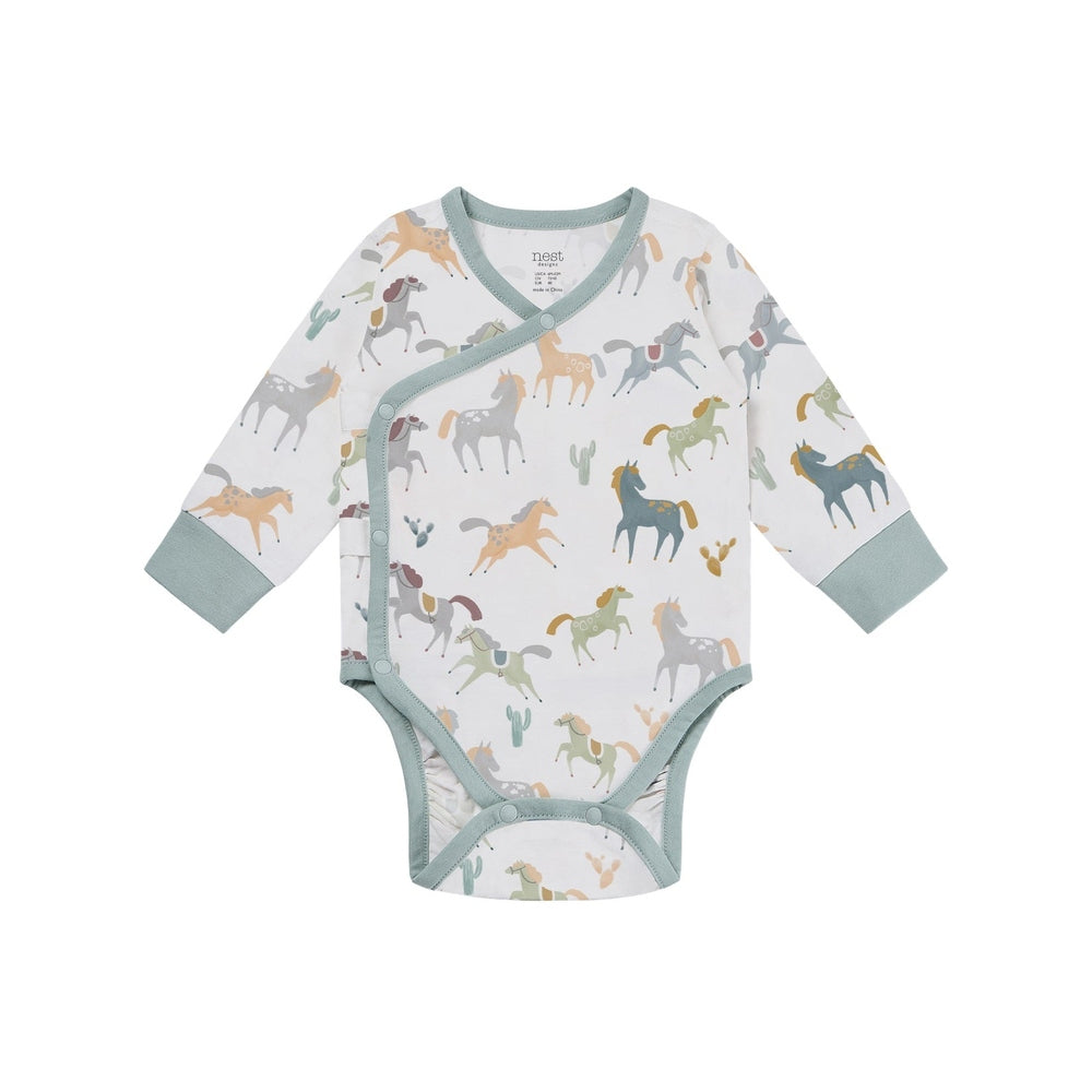 Nest Designs Long Sleeve Kimono Onesie Pony Express