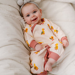 Nest Designs Organic Cotton Long Sleeve Kimono Romper Five Little Ducks
