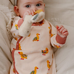 Nest Designs Organic Cotton Long Sleeve Kimono Romper Five Little Ducks