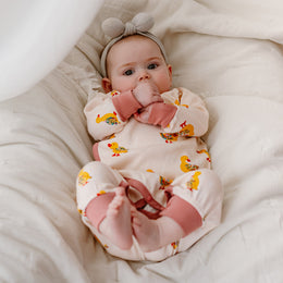 Nest Designs Organic Cotton Long Sleeve Kimono Romper Five Little Ducks