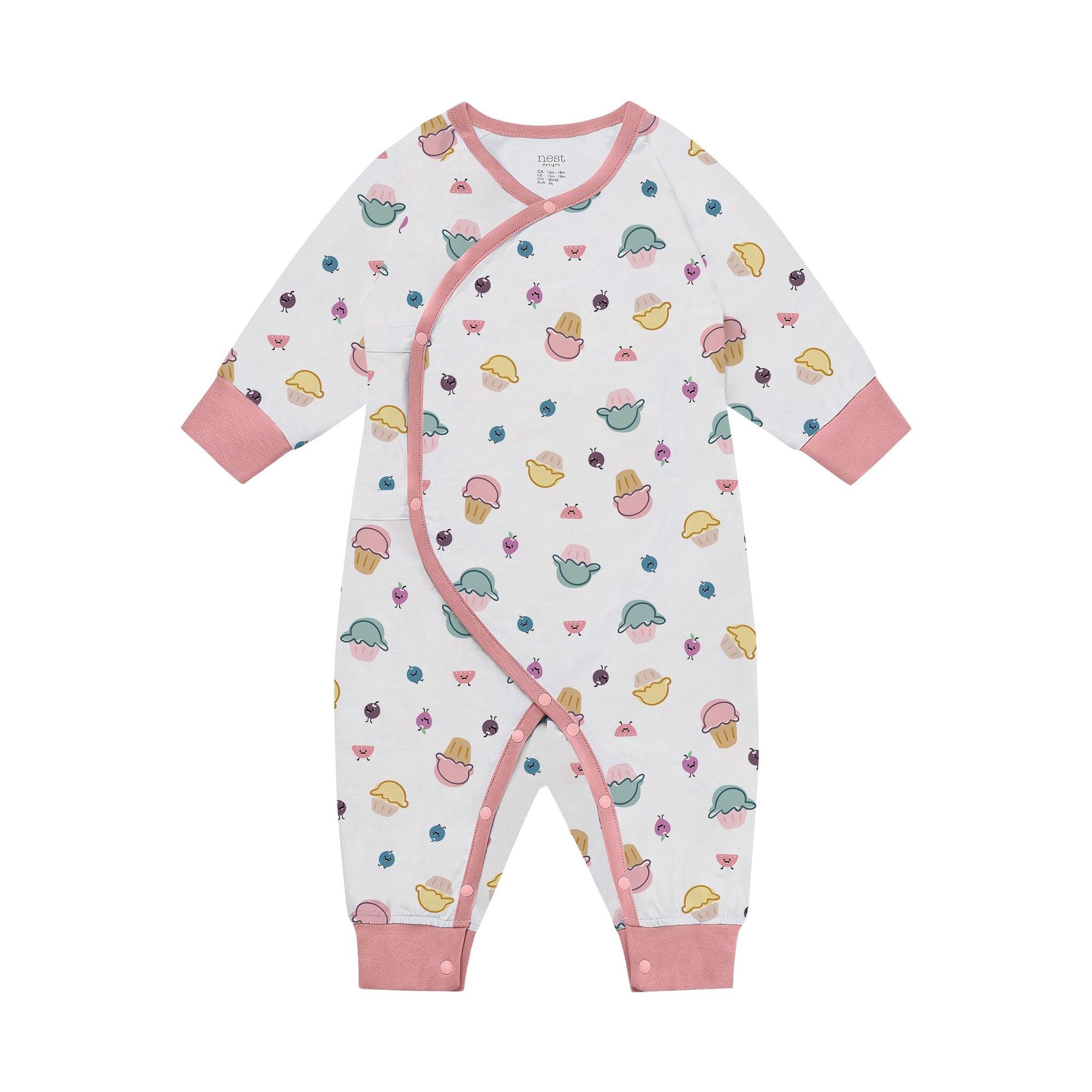 Nest Designs Organic Cotton Long Sleeve Kimono Romper Muffin Man