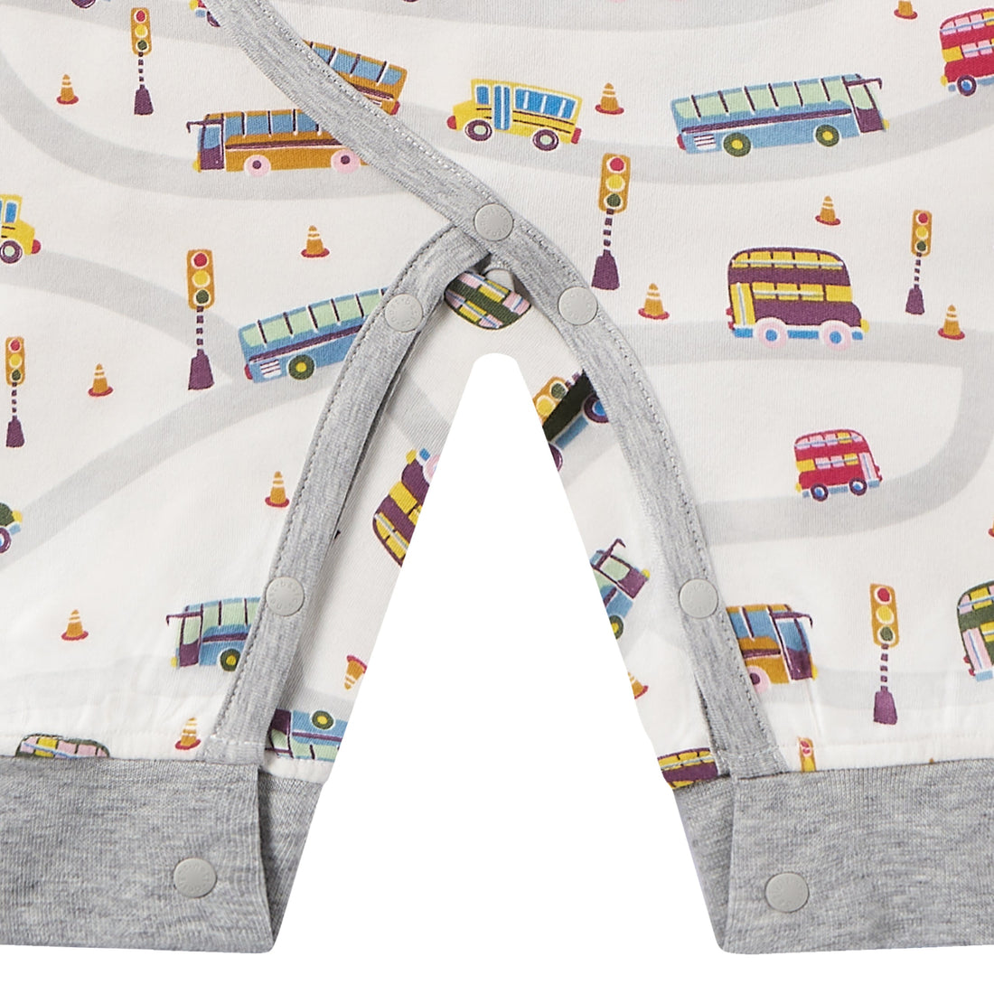 Nest Designs Organic Cotton Long Sleeve Kimono Romper Wheels on the Bus gallery view 4
