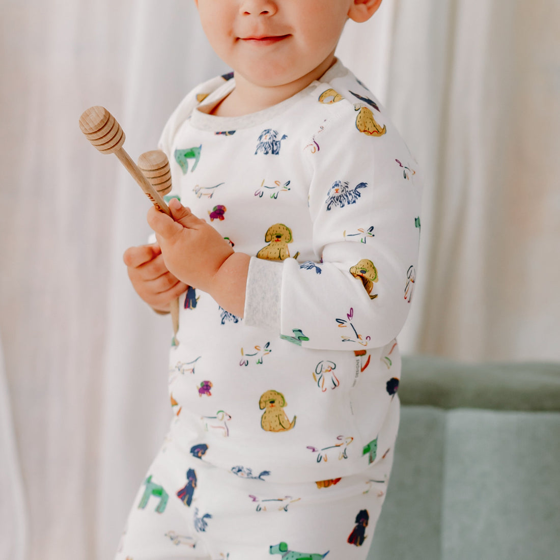 Nest Designs Organic Cotton Long Sleeve Two-Piece PJ Set Bingo gallery view 2