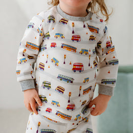 Nest Designs Organic Cotton Long Sleeve Two-Piece PJ Set Wheels on the Bus