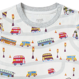 Nest Designs Organic Cotton Long Sleeve Two-Piece PJ Set Wheels on the Bus