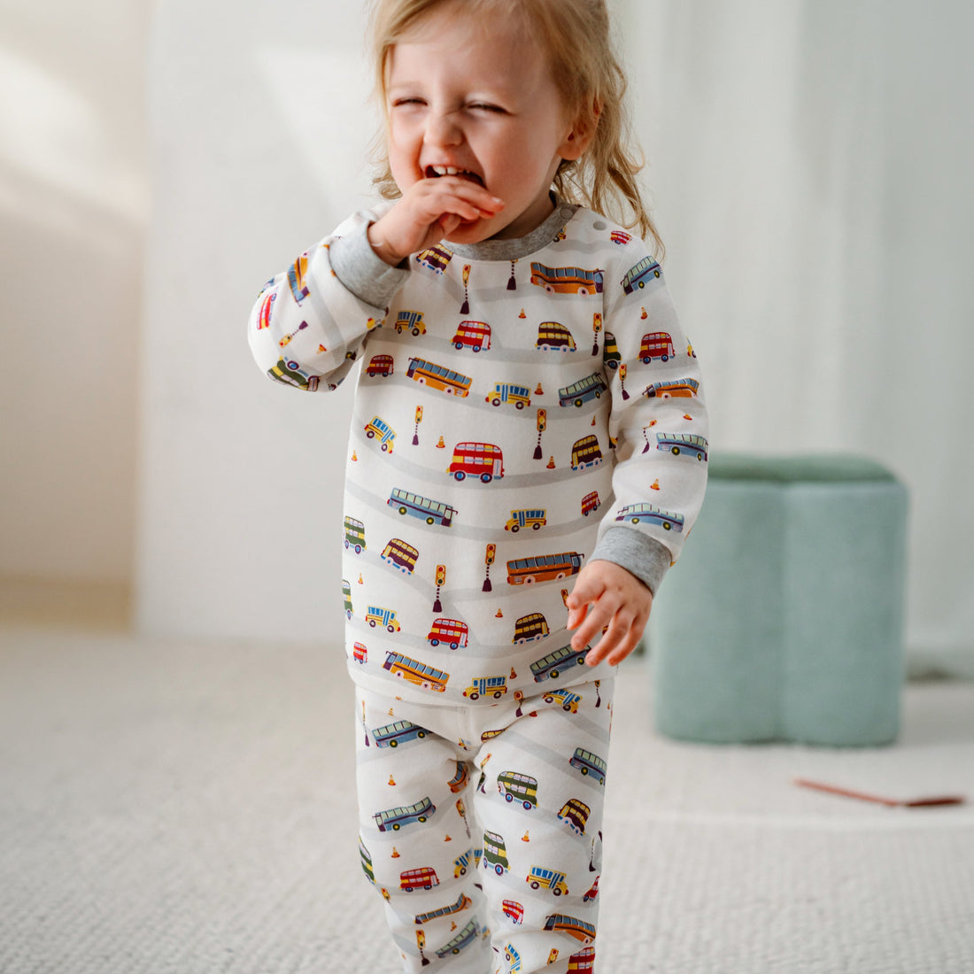 Nest Designs Organic Cotton Long Sleeve Two-Piece PJ Set Wheels on the Bus gallery view 5