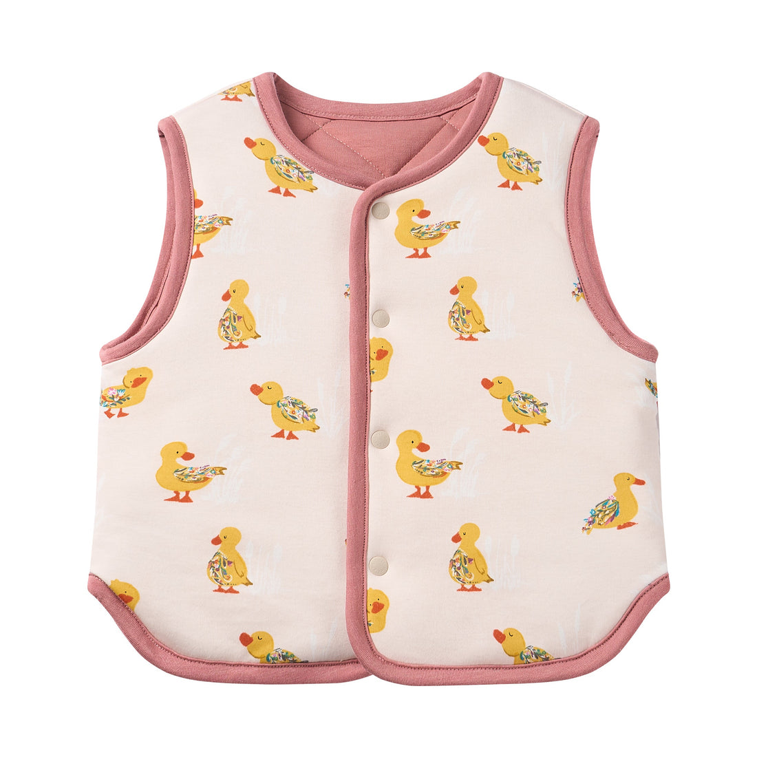 Nest Designs Organic Cotton Quilted Vest Five Little Ducks front product view