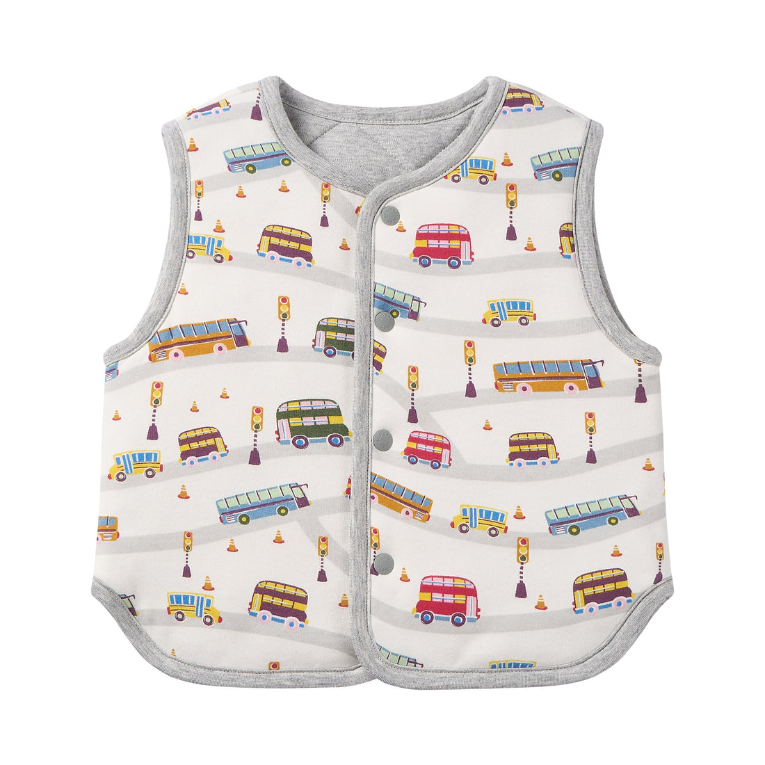 Nest Designs Organic Cotton Quilted Vest Wheels on the Bus front product view