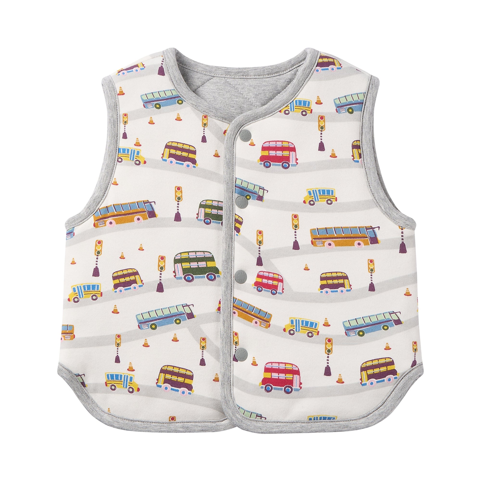 Nest Designs Organic Cotton Quilted Vest Wheels on the Bus