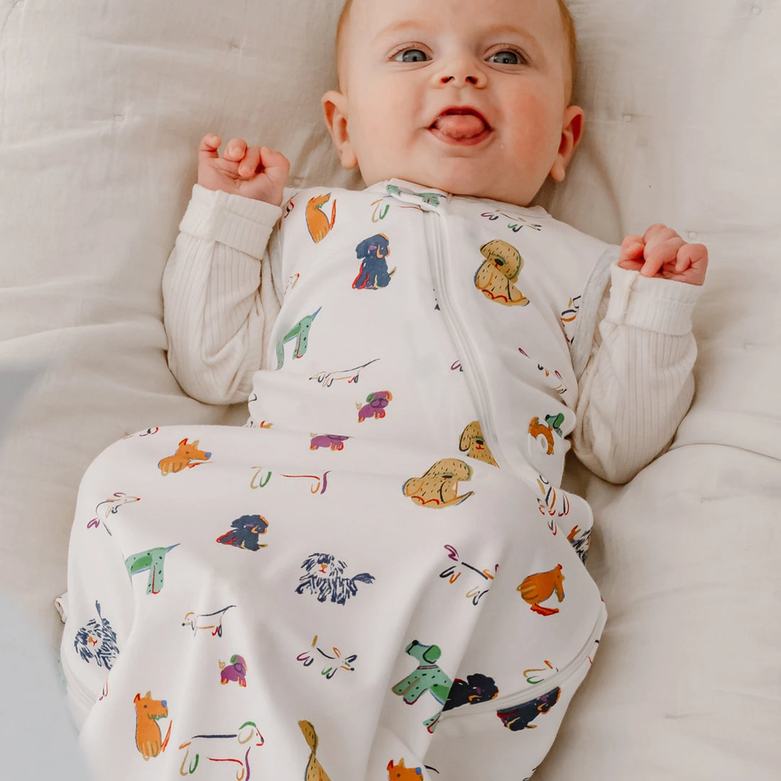 Nest Designs Organic Cotton Startle Stop Sleep Bag 1.0 TOG Bingo — lifestyle