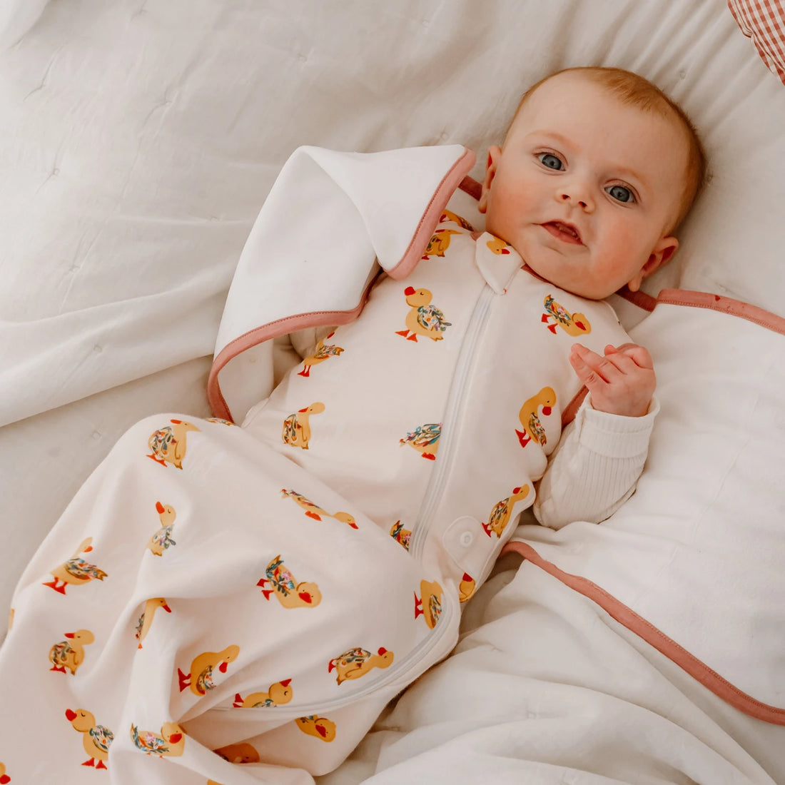 Nest Designs Organic Cotton Startle Stop Sleep Bag 1.0 TOG Five Little Ducks — lifestyle