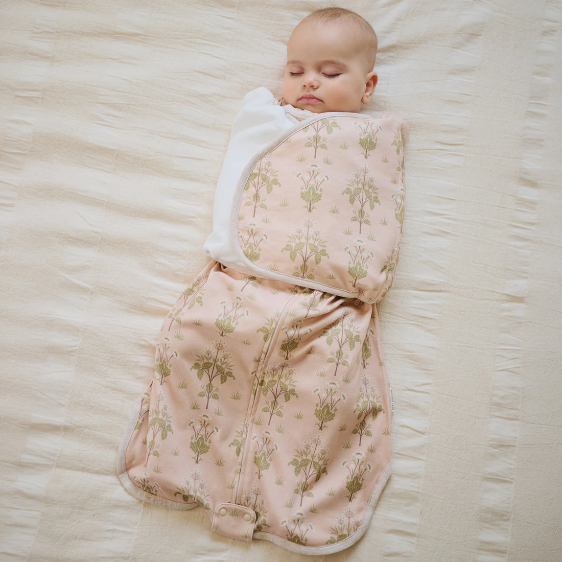Nest Designs Organic Cotton Swaddle Sleep Bag 0.5/1.0 TOG Meadow Sweet — lifestyle