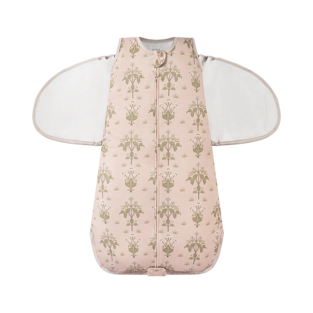 Nest Designs Organic Cotton Swaddle Sleep Bag 0.5/1.0 TOG Meadow Sweet — front product view