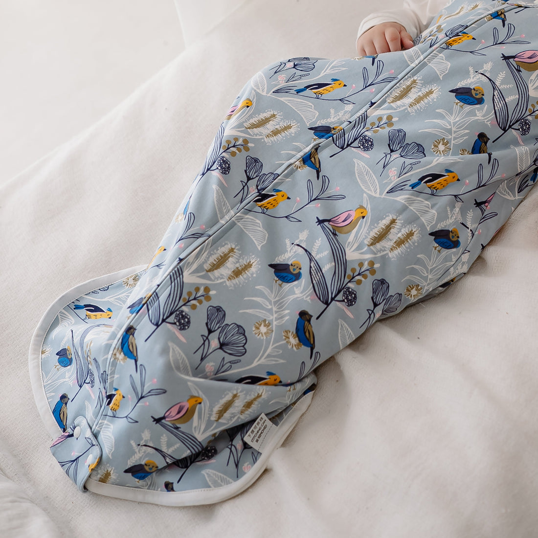 Nest Designs Organic Cotton Swaddle Sleep Bag 1.5 TOG in Alouette, product view 06