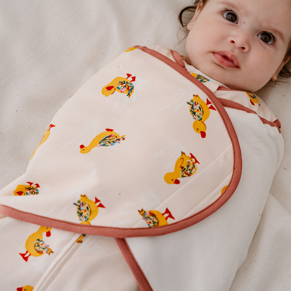 Nest Designs Organic Cotton Swaddle Sleep Bag 1.5 TOG in Five Little Ducks, product view 14