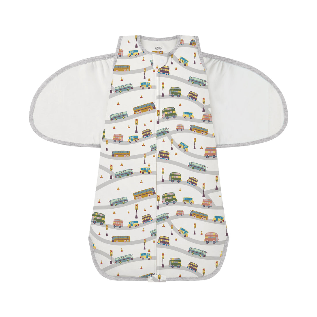 Nest Designs Organic Cotton Swaddle Sleep Bag 1.5 TOG in Wheels On The Bus, product view 19