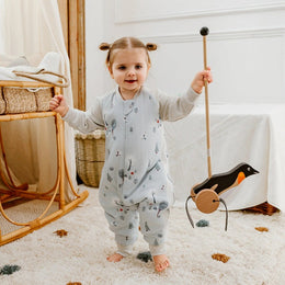Nest Designs Raglan Bamboo Long Sleeve Footed Sleep Bag 2.5 Tog Snowy Snuggles