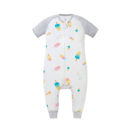 Nest Designs Raglan Bamboo Pima Short Sleeve Footed Sleep Bag 0.6 Tog Summer Pops