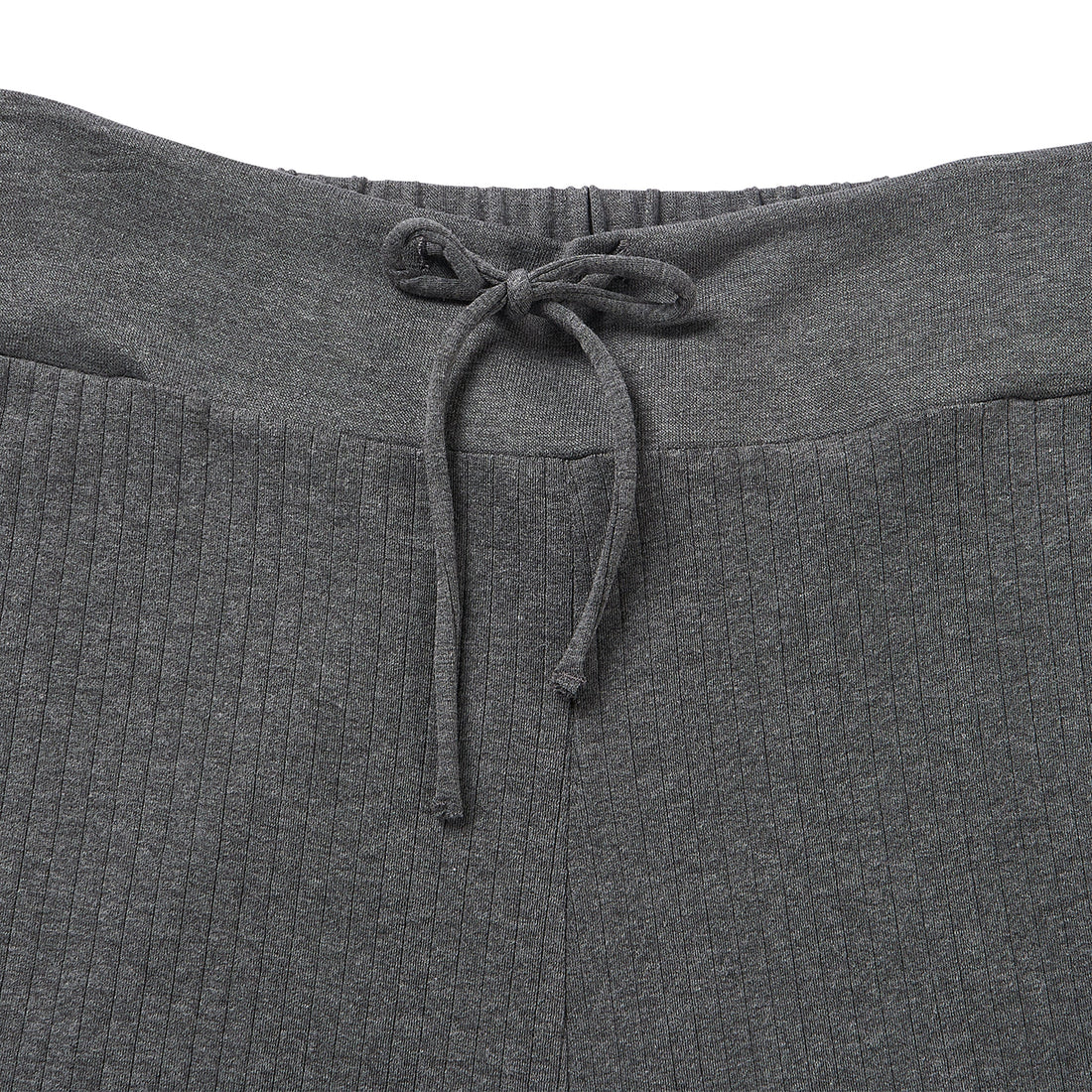 Nest Designs Rib Knit Bell Bottom Maternity Pants Charcoal drawstring waistband detail