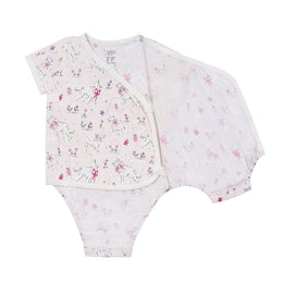 Nest Designs Short Sleeve Kimono Onesie Doggie Meadow