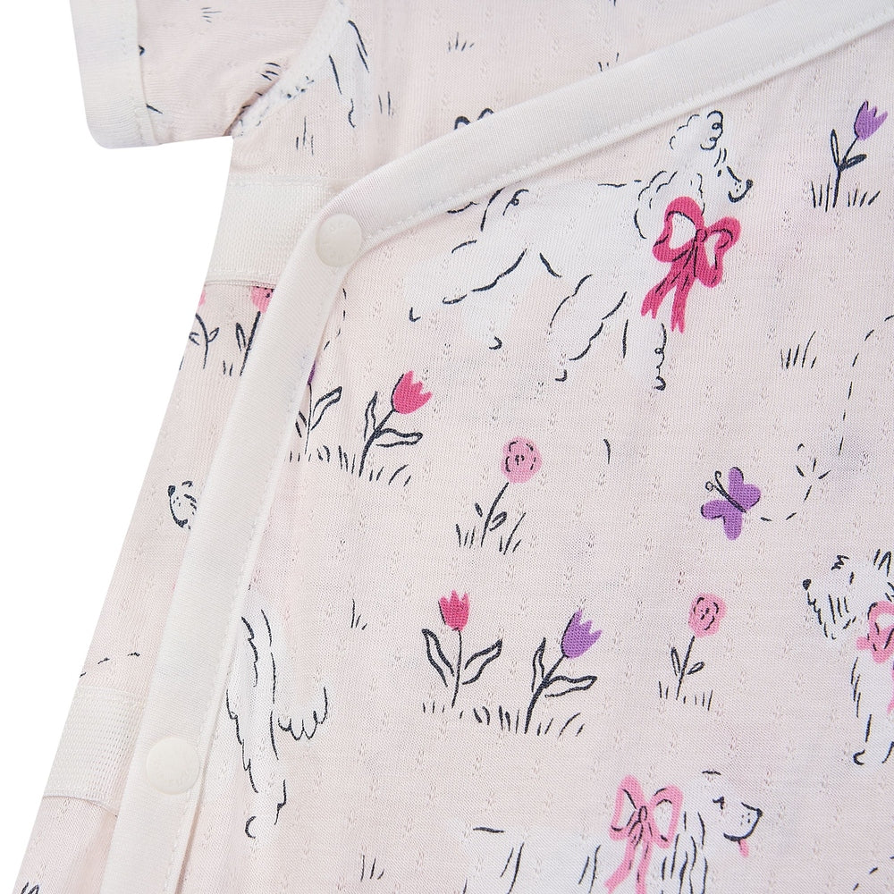 Nest Designs Short Sleeve Kimono Onesie Doggie Meadow, product view 4