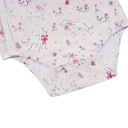 Nest Designs Short Sleeve Kimono Onesie Doggie Meadow