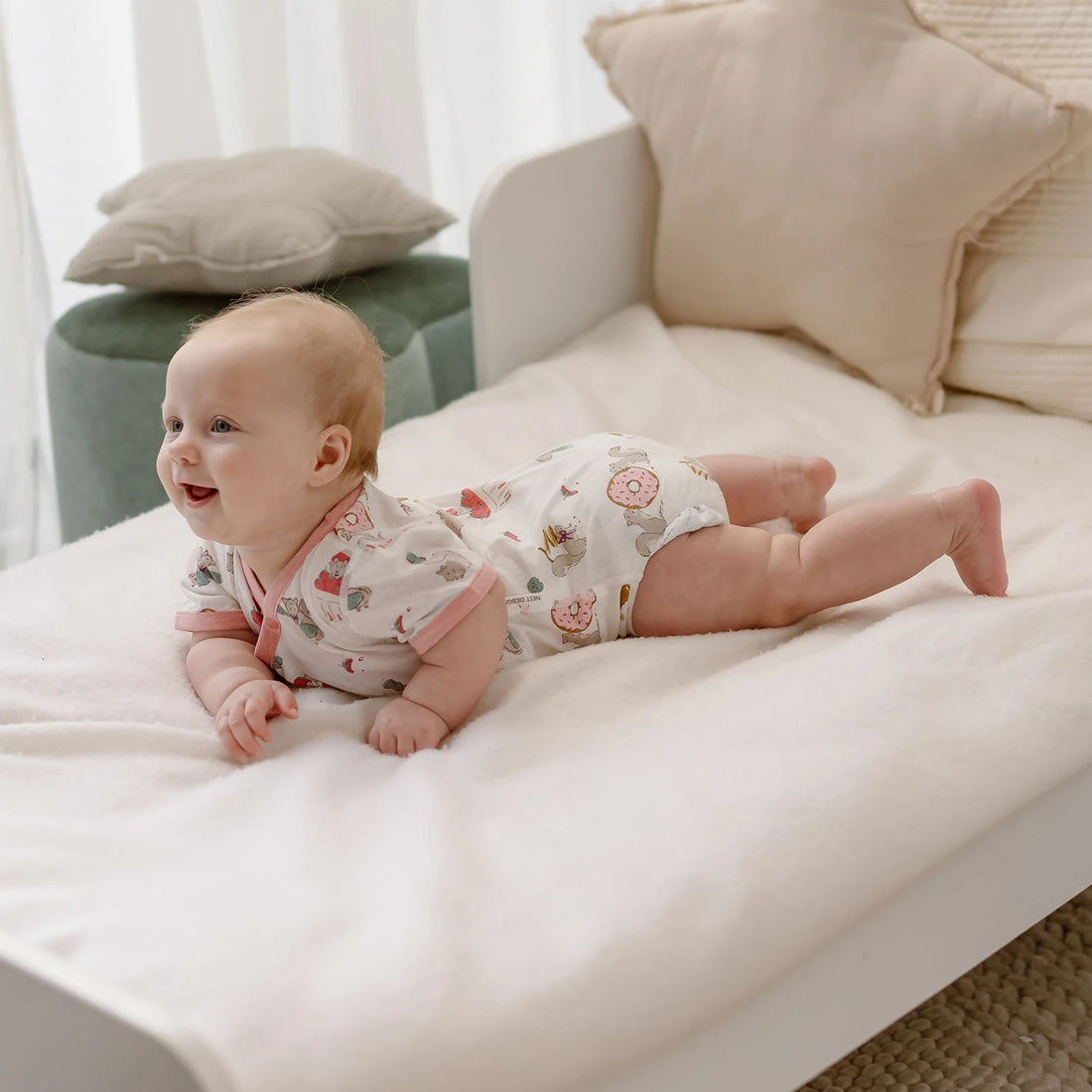 Nest Designs Short Sleeve Kimono Onesie Very Squirrelly — lifestyle