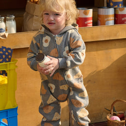 Petite Revery Smiley Side Up Hooded Romper