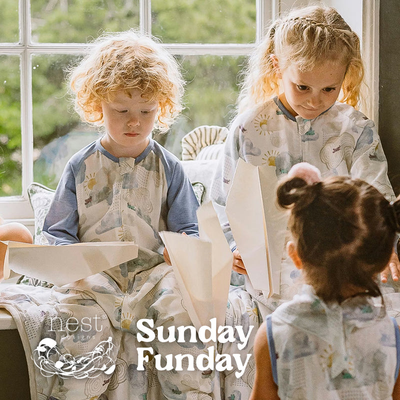 Nest Designs Kids Pajama Set in Pastel Animal Print Sunday Funday Indoor Lifestyle Vertical View