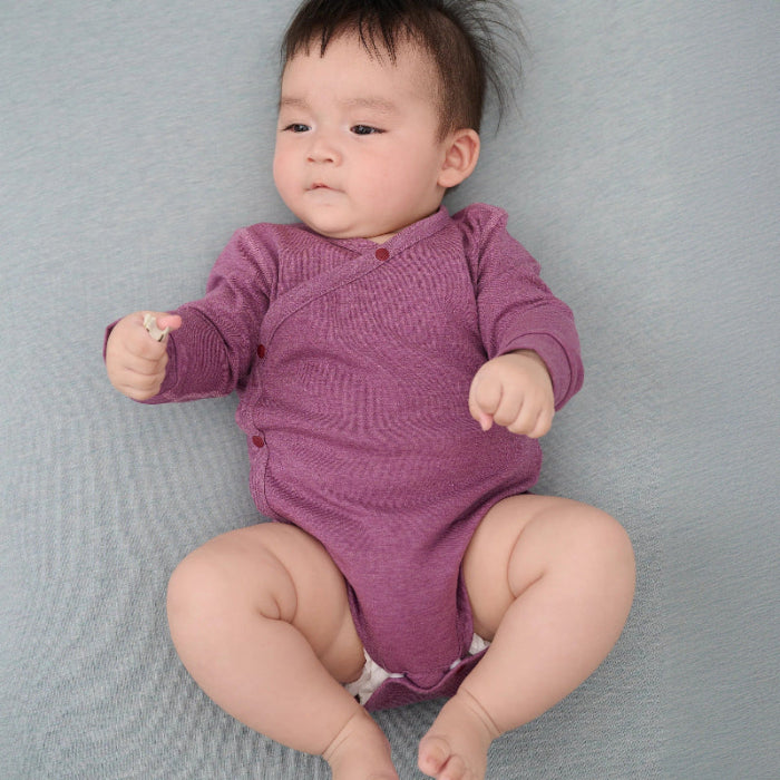 Nest Designs Tanboocel purple Gumdrop long-sleeve baby kimono onesie for babies