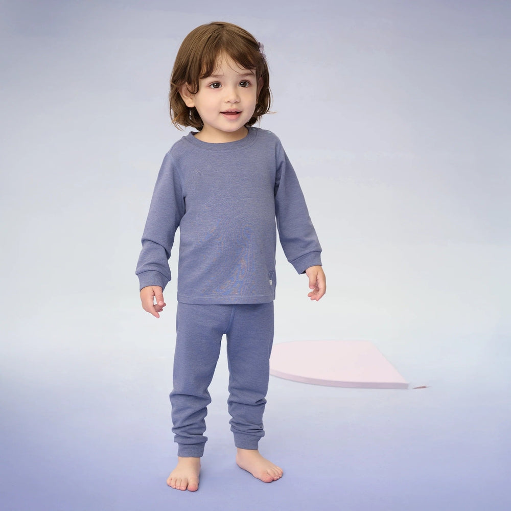 Nest Designs Twilight Purple two-piece long-sleeve toddler pajama set in lavender.