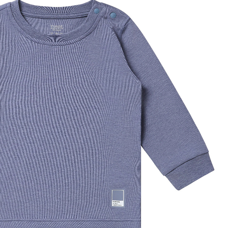 Nest Designs Tanboocel Twilight Purple two-piece long-sleeve baby pajama set top