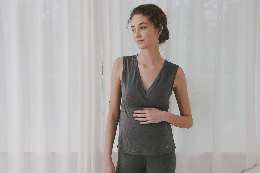 Nest Designs Women's Nursing Tank Top Charcoal — lifestyle
