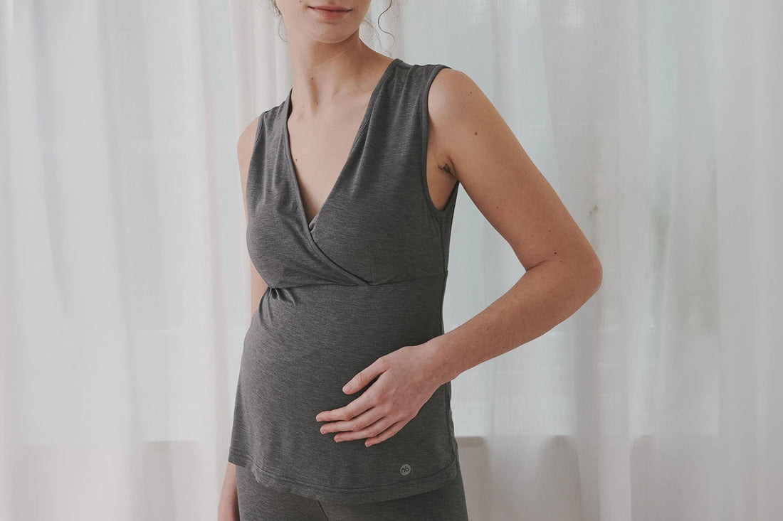 Nest Designs Women's Nursing Tank Top Charcoal — lifestyle