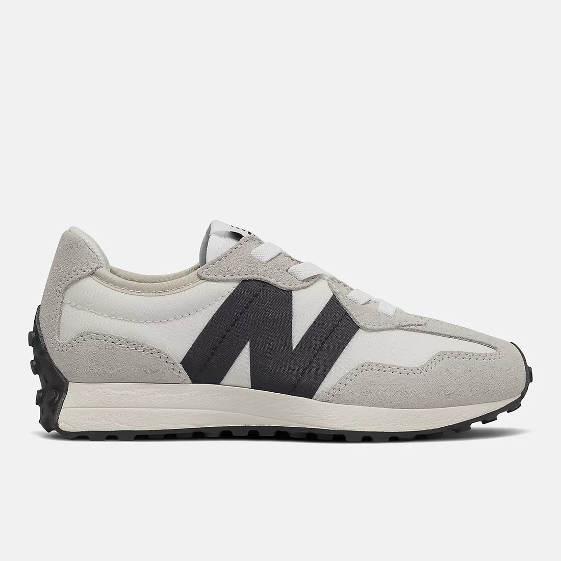 New Balance 327 Bungee Shoes in Silver Birch With Black — outer side