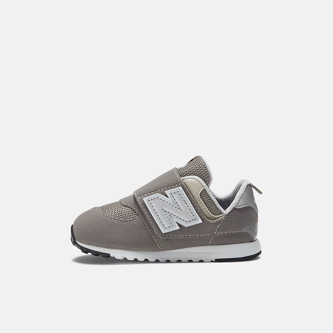 New Balance 574 NEW-B Hook & Loop Shoes in Rain Cloud With White — inner side