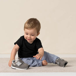 New Balance 574 NEW-B Hook & Loop Shoes Rain Cloud With White