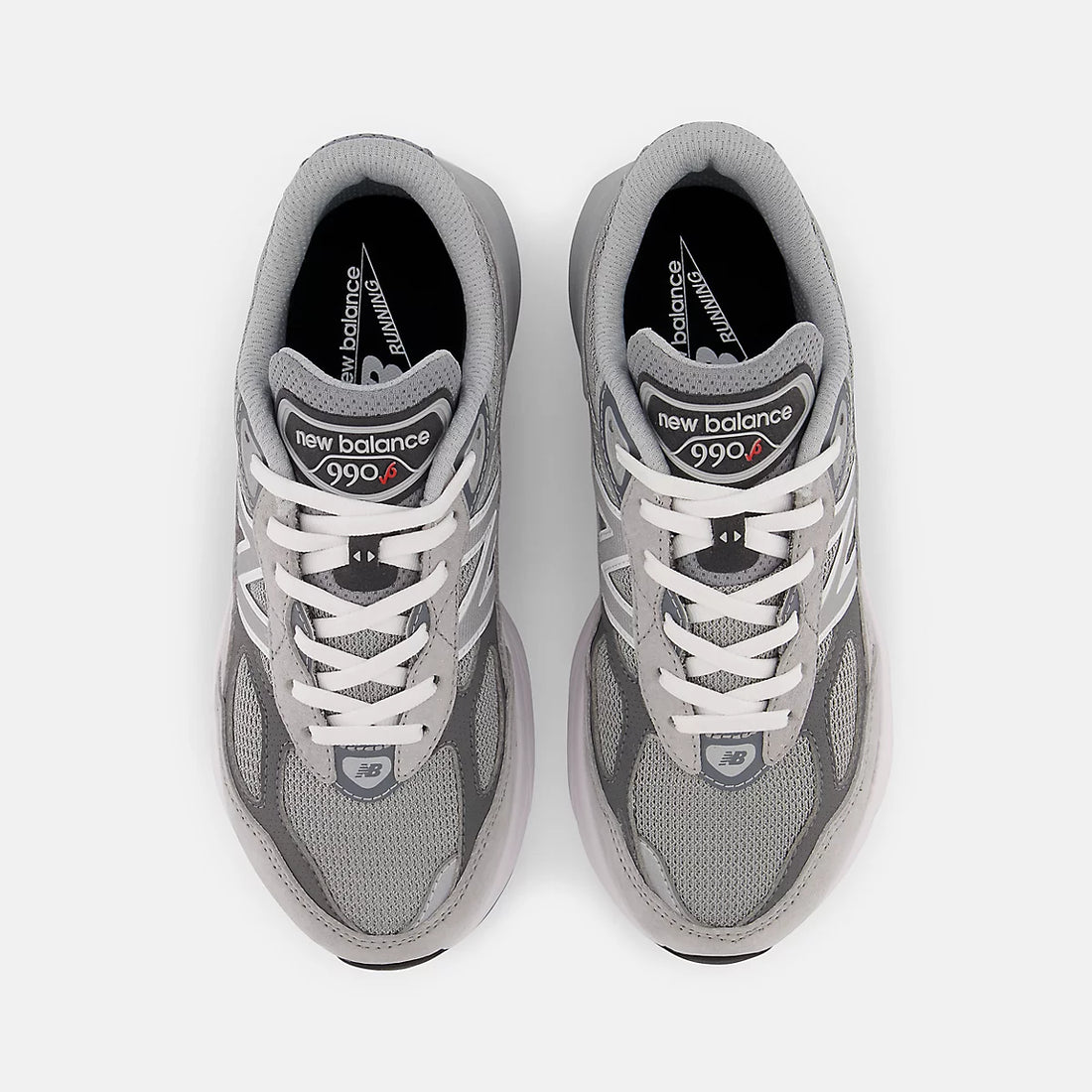 New Balance FuelCell 990v6 Lace Shoes in Grey Matter With Silver — top pair