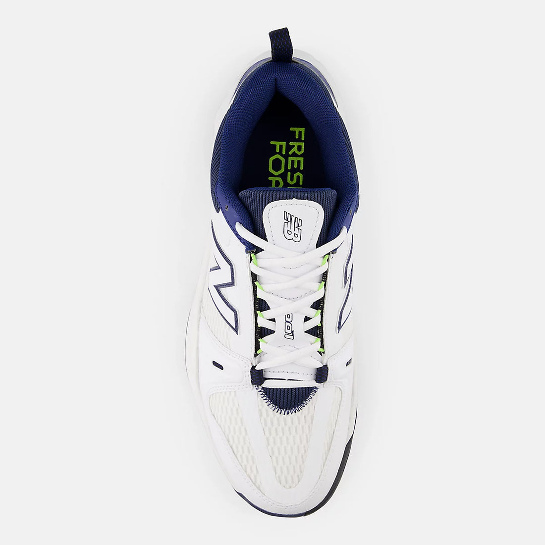 New Balance Men’s Fresh Foam X 1007 Tennis Shoes in White With Team Navy — top