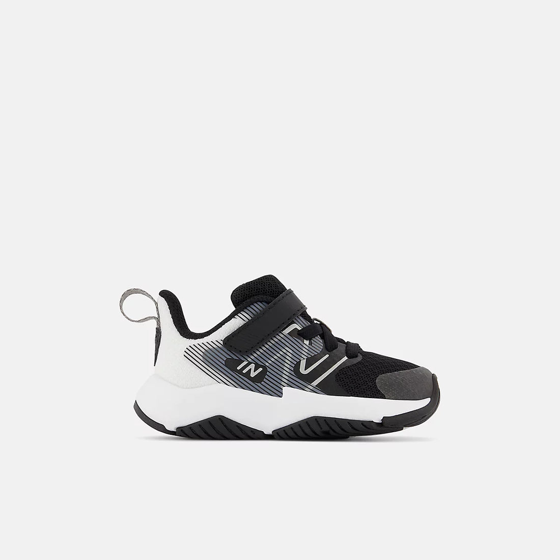 New Balance Rave Run V2 Bungee Lace With Top Strap Shoes in Black With White — outer side