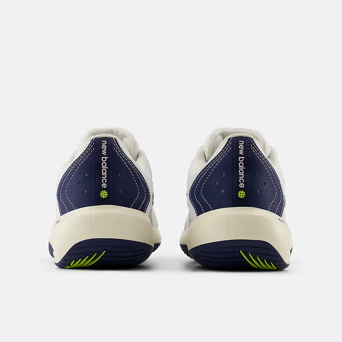 New Balance Women’s EveryMatch PKL Pickleball Shoes in White With Pink Granite — heel pair