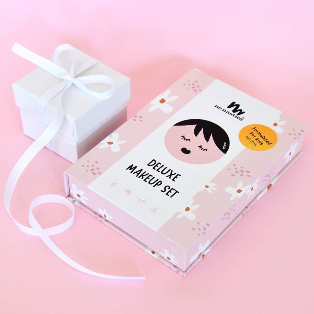 No Nasties Kids Nala pink natural pressed powder makeup palette kit with white gift box