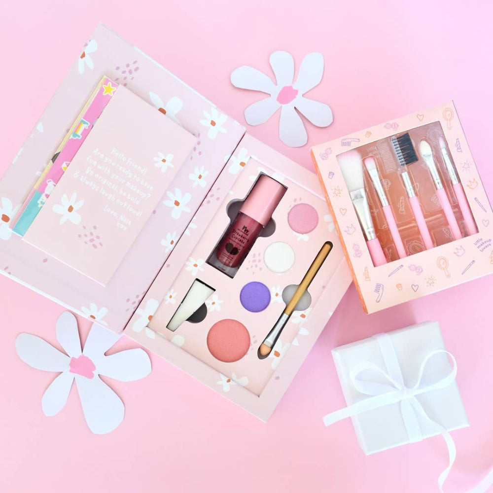 No Nasties Kids Nala pink natural pressed powder makeup palette kit with brushes