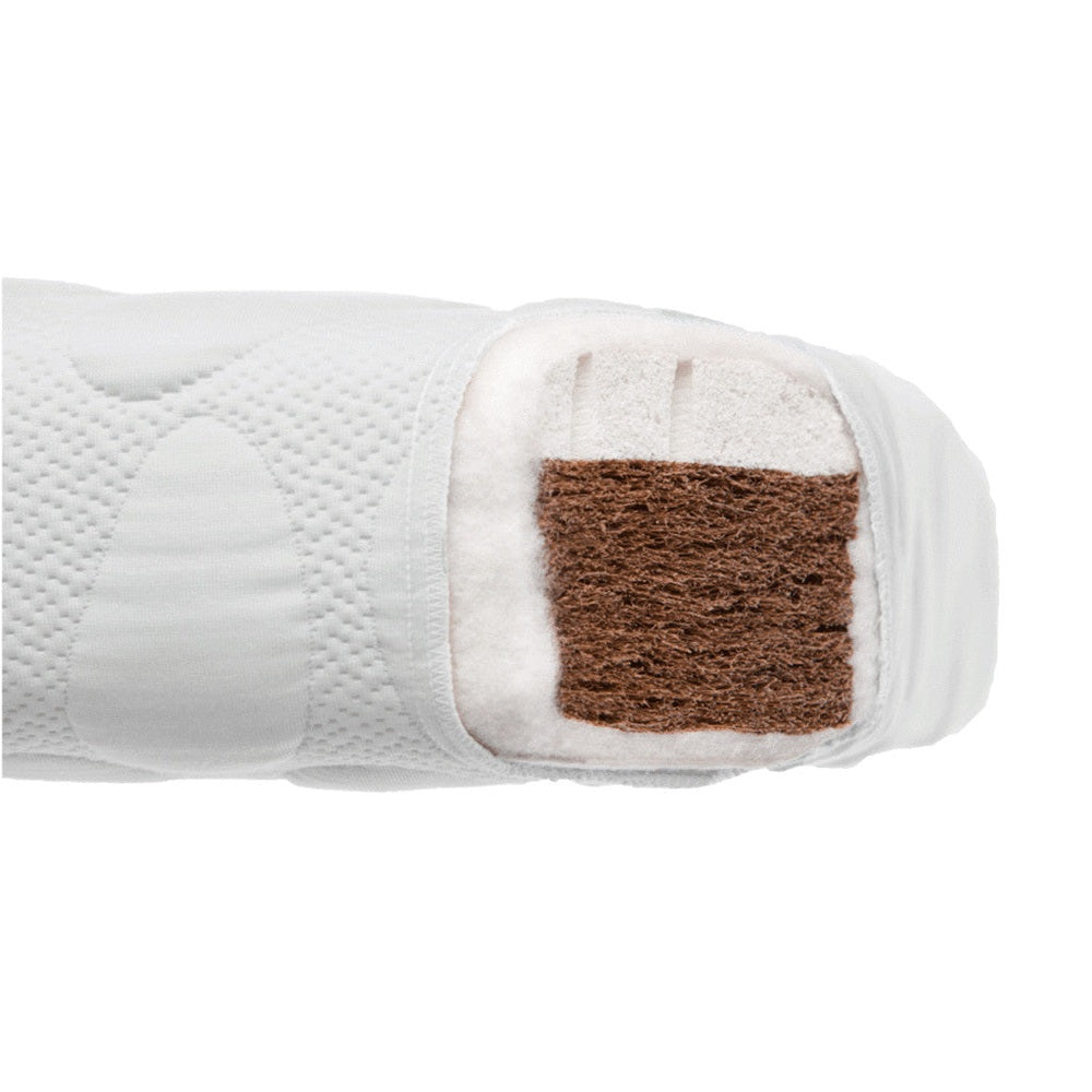 NOOK Pebble Double Mattress Cloud white quilted cover with brown patch detail
