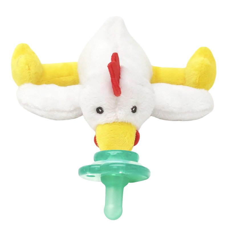 Nookums Paci-Plushies Buddies Chick pacifier with plush white body and teal handle